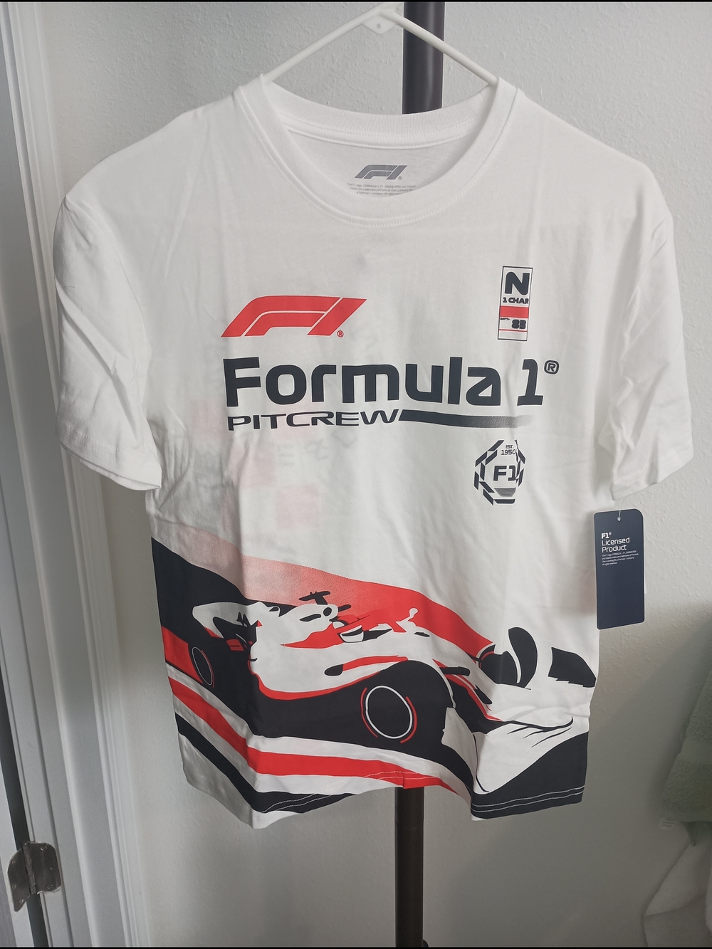 Youth Large Formula 1 T Shirt Licensed Product White Pit Crew Gift Idea